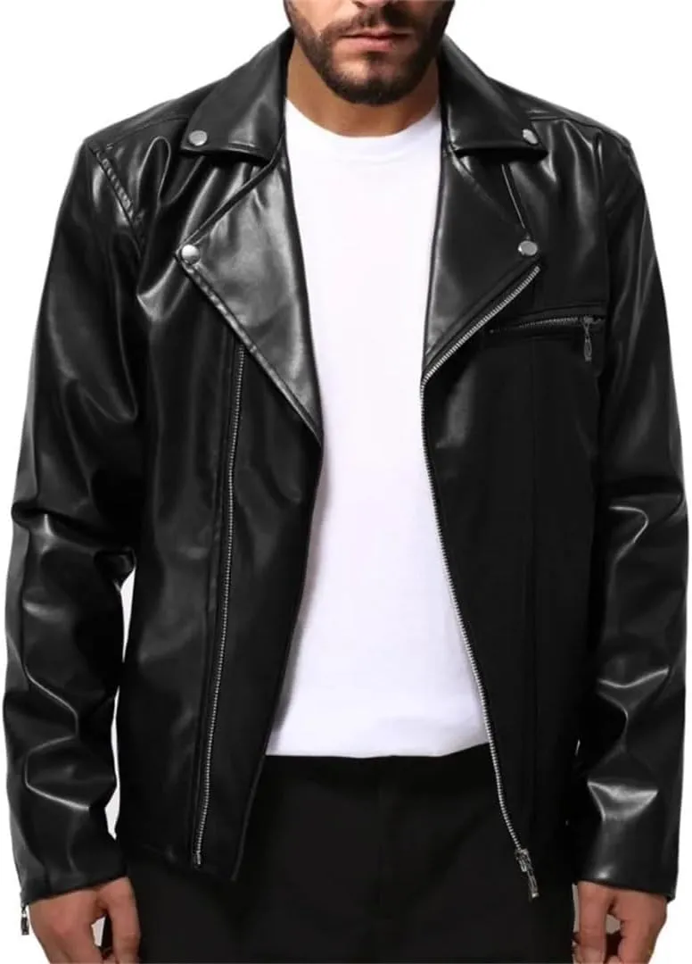 Men's Leather Jackets Zipper Motorcycle Jacket Coat