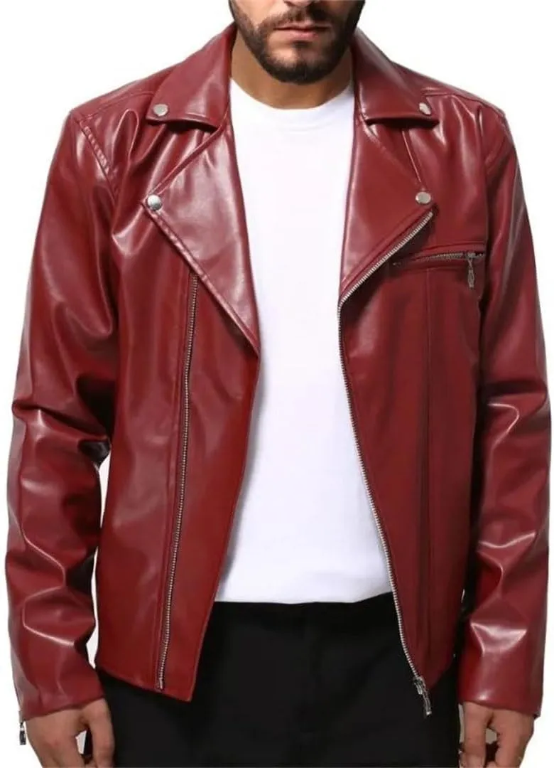 Men's Leather Jackets Zipper Motorcycle Jacket Coat