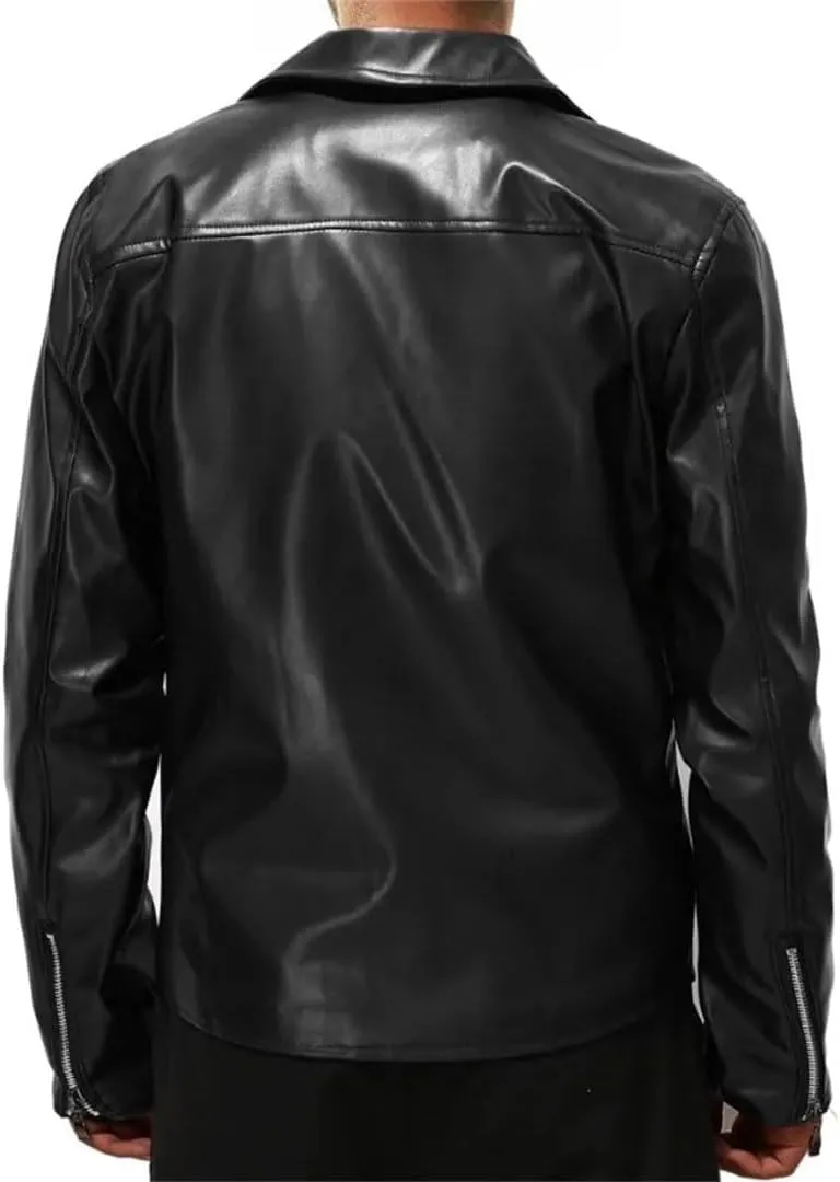 Men's Leather Jackets Zipper Motorcycle Jacket Coat