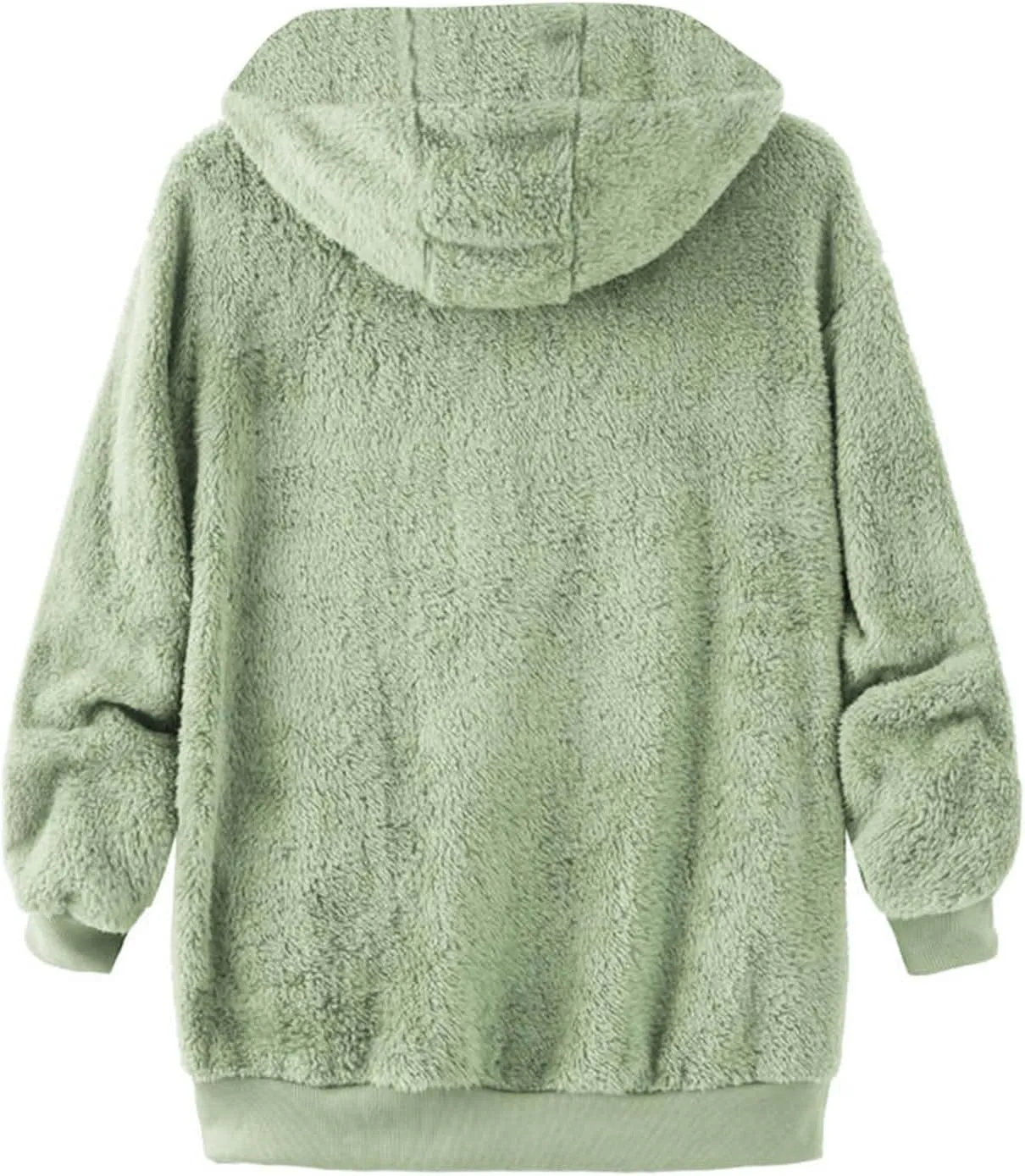 Mens Sherpa Fleece Hoodie Full Zip Fuzzy Jackets Winter Warm Soft Fluffy Faux Fur Coat Casual Baggy Hooded Jackets