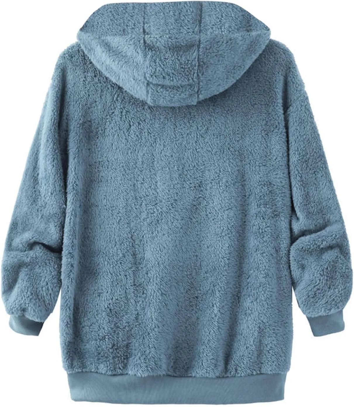 Mens Sherpa Fleece Hoodie Full Zip Fuzzy Jackets Winter Warm Soft Fluffy Faux Fur Coat Casual Baggy Hooded Jackets
