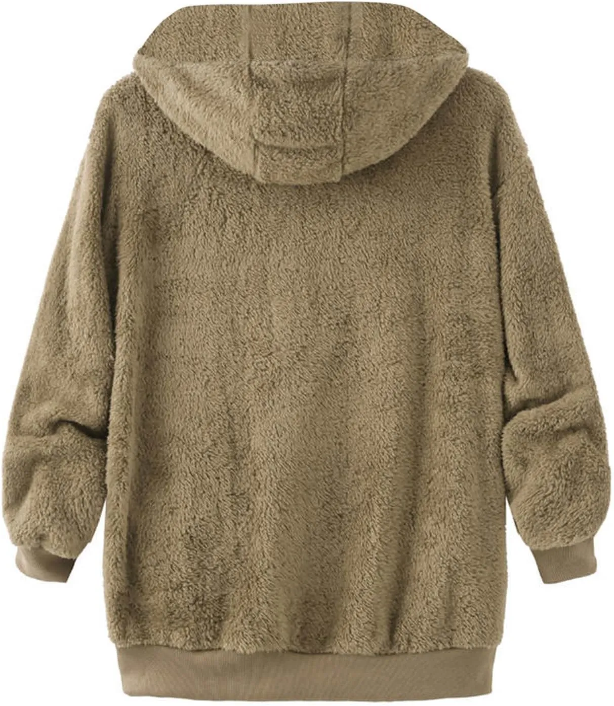 Mens Sherpa Fleece Hoodie Full Zip Fuzzy Jackets Winter Warm Soft Fluffy Faux Fur Coat Casual Baggy Hooded Jackets