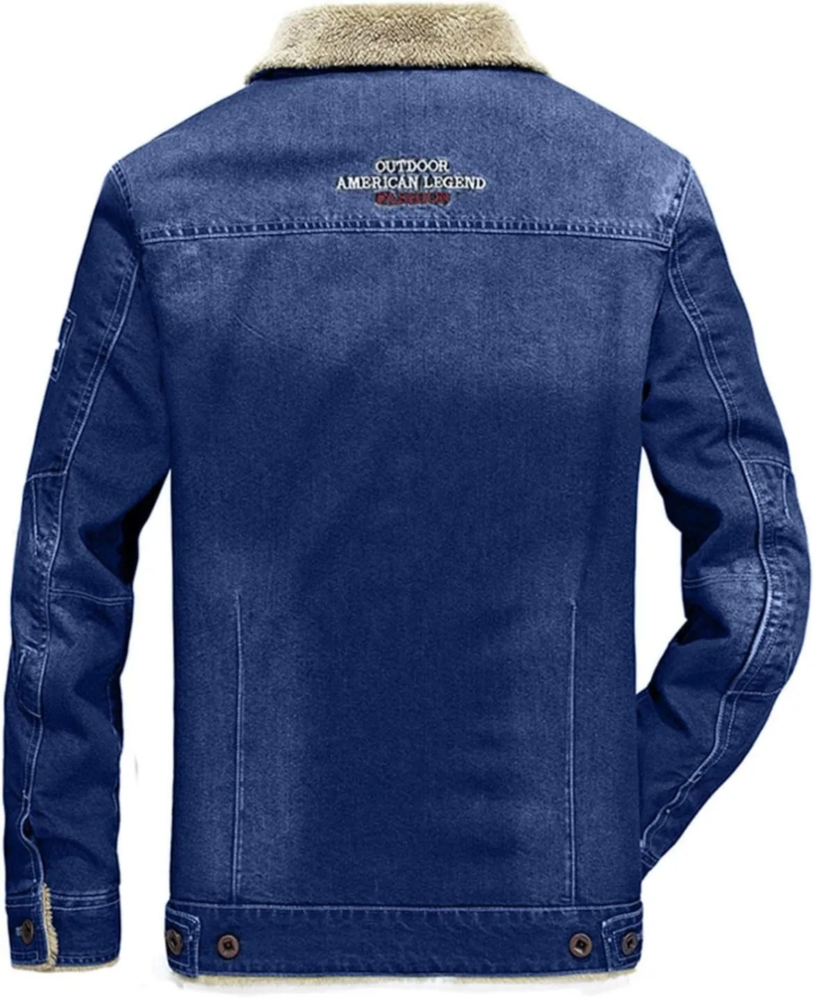Mens Sherpa Fleece Lined Denim Trucker Jackets Cotton Military Cargo Coats Winter Lapel Slim Cowboy Jean Jackets L-4XL
