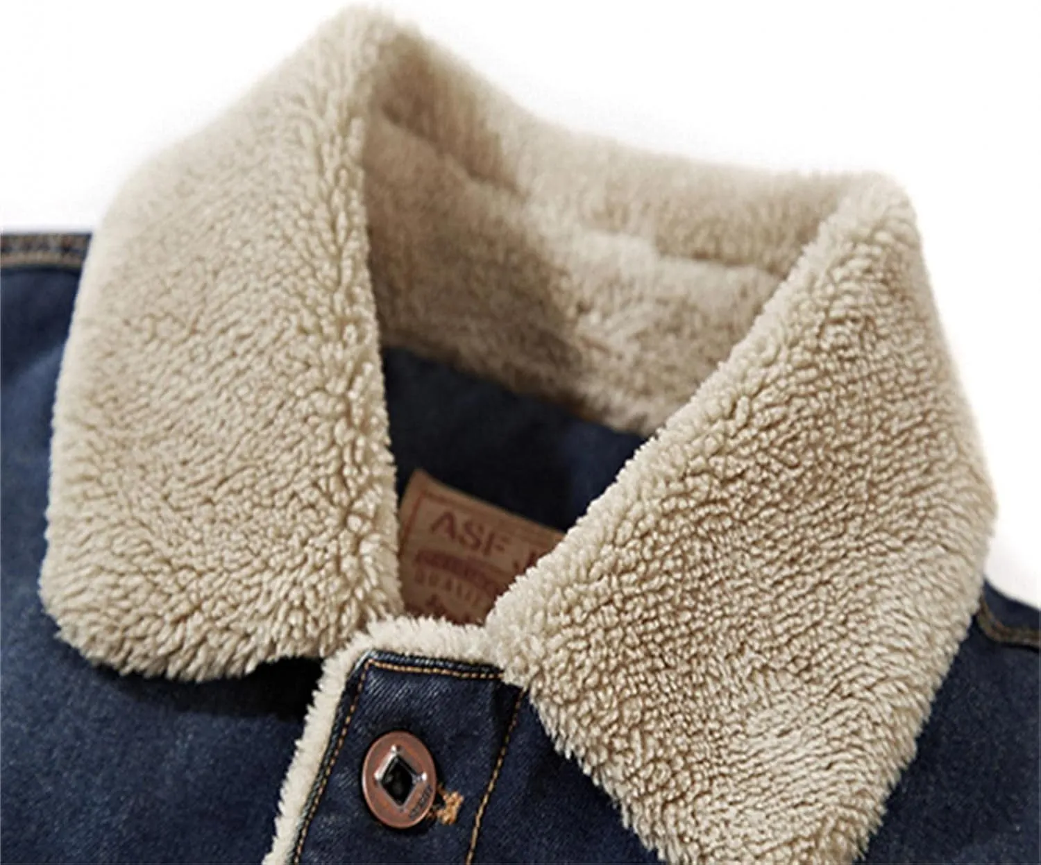 Mens Sherpa Fleece Lined Denim Trucker Jackets Cotton Military Cargo Coats Winter Lapel Slim Cowboy Jean Jackets L-4XL