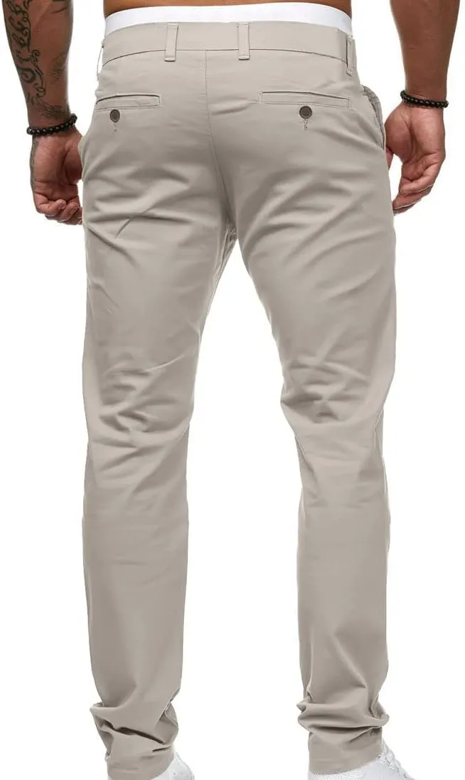 Men's Skinny Fit Stretch Dress Pant Comfort Straight Fit Flat Front Flex Waist Casual Pant Chinos Work Slacks