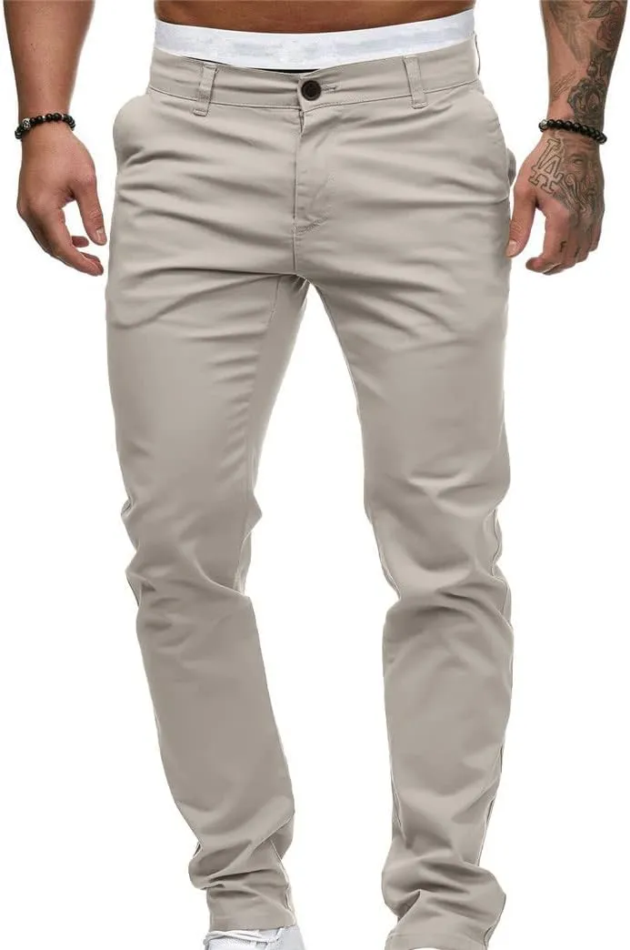 Men's Skinny Fit Stretch Dress Pant Comfort Straight Fit Flat Front Flex Waist Casual Pant Chinos Work Slacks