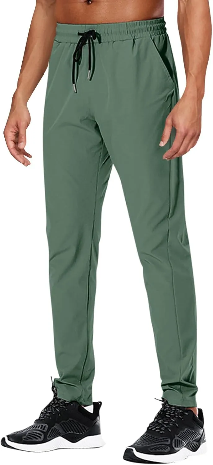 Men's Sweatpants Drawstring Joggers with Pockets Lightweight Hiking Pants Athletic Trouser Workout Pants for Men