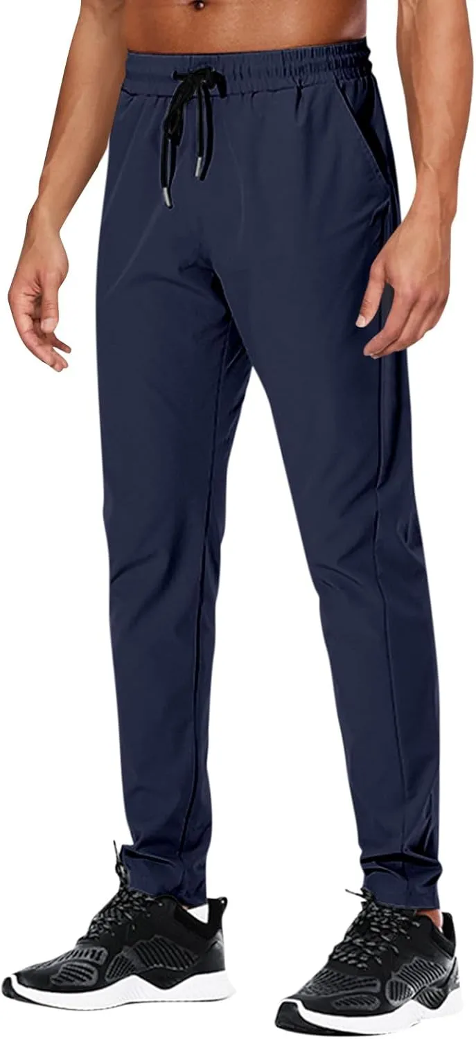Men's Sweatpants Drawstring Joggers with Pockets Lightweight Hiking Pants Athletic Trouser Workout Pants for Men
