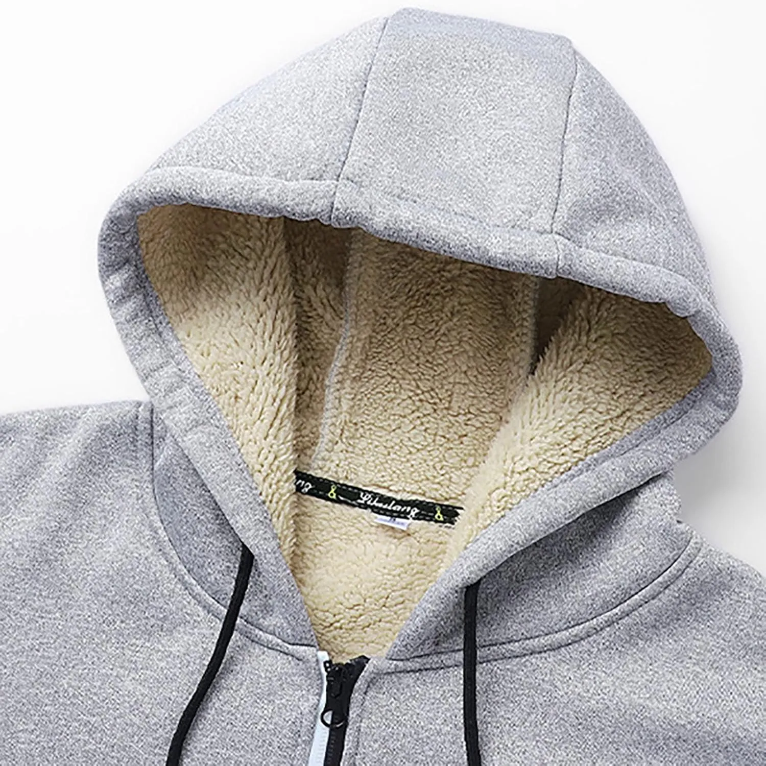 Mens Winter Fleece Hoodies Full Zip Jacket Warm Sherpa Lined Zipper Sweatshirt Outerwear Casual Thick Hoodie Jackets