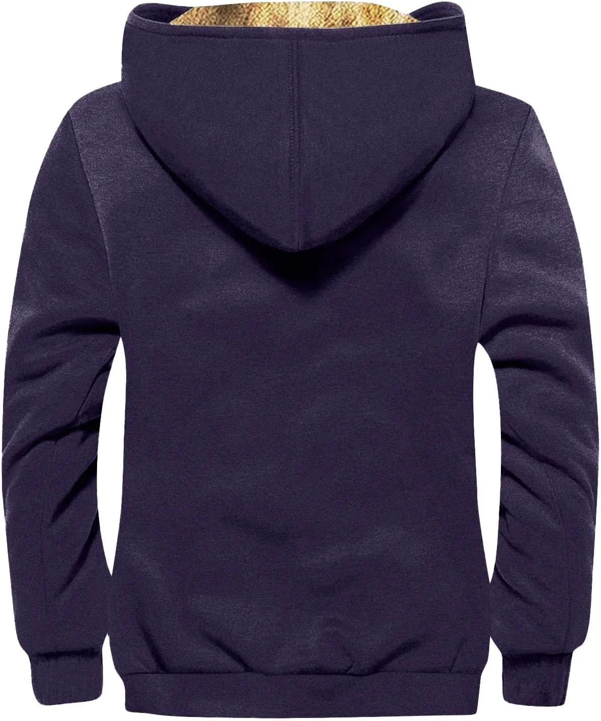 Men's Winter Jacket Fleece Sherpa Lined Sweatshirt Tops Printed Hoodies Hooded Outerwear Zipper Work Cargo Coats