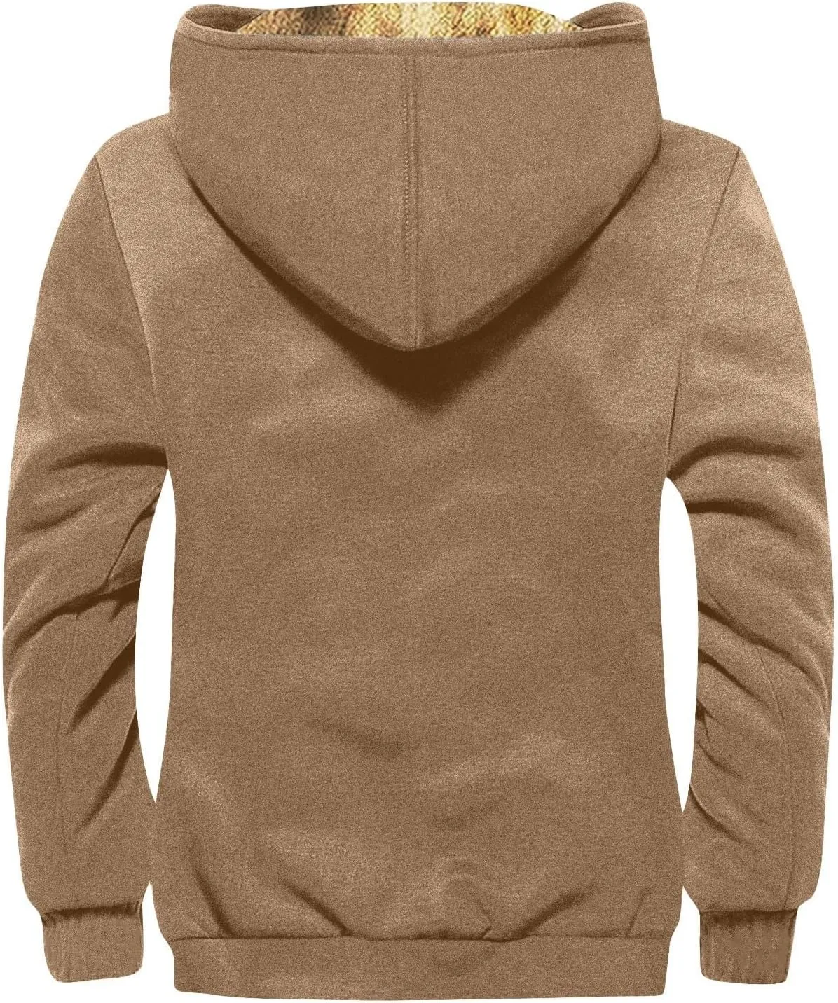 Men's Winter Jacket Fleece Sherpa Lined Sweatshirt Tops Printed Hoodies Hooded Outerwear Zipper Work Cargo Coats