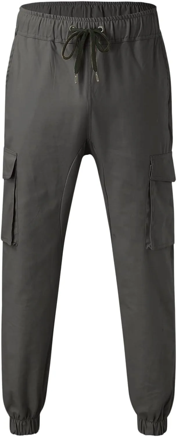 Mens Workout Cargo Sweatpants Drawstring Sports Jogger for Men Workout Sport Work Hiking Pants Men's Athletic Trouser