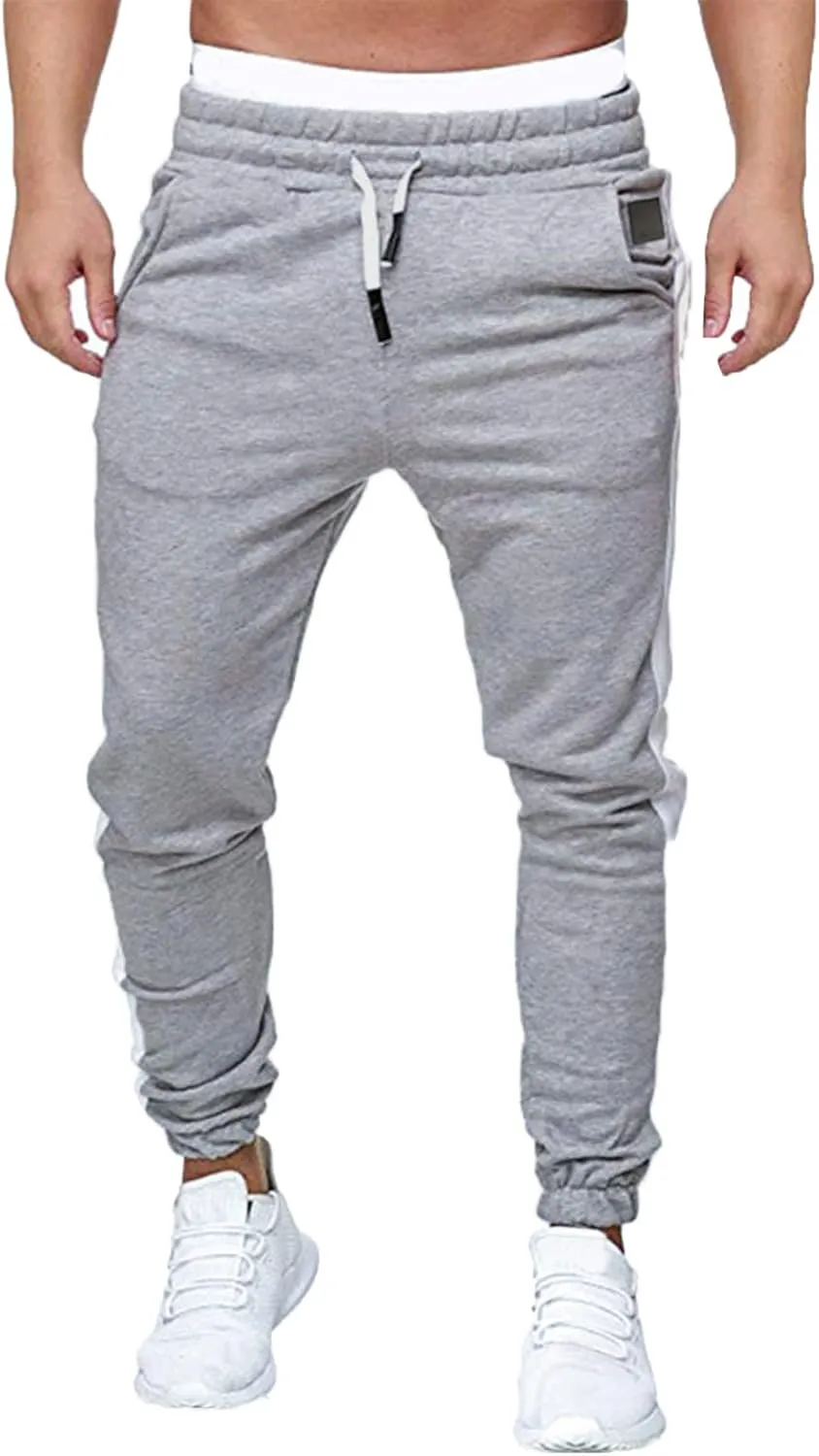 Mens Workout Cargo Sweatpants Stretch Elastic Waist Multiple Pockets Sports Pants Fitness Sports Trousers Men's Cargo