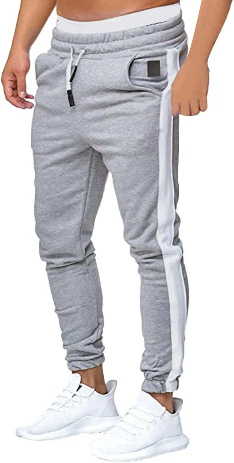 Mens Workout Cargo Sweatpants Stretch Elastic Waist Multiple Pockets Sports Pants Fitness Sports Trousers Men's Cargo