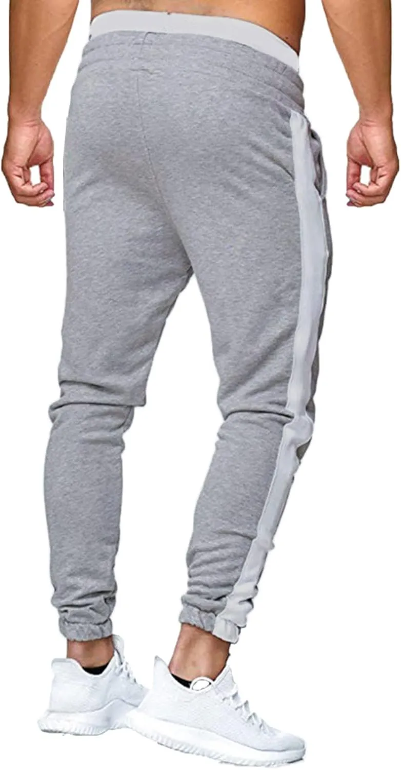 Mens Workout Cargo Sweatpants Stretch Elastic Waist Multiple Pockets Sports Pants Fitness Sports Trousers Men's Cargo
