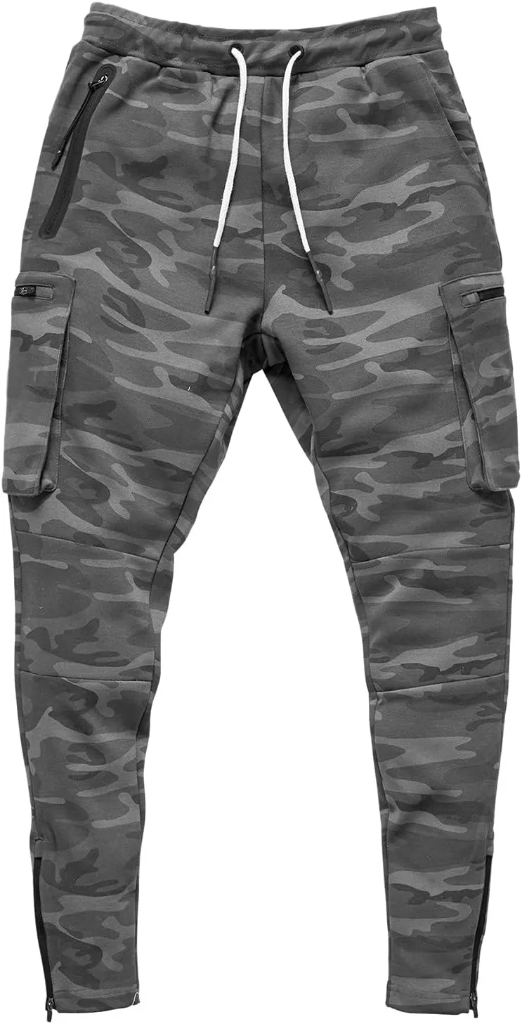 Mens Workout Cargo Sweatpants Trousers Work Wear Combat Fitness Drawstring Pockets Rope Loose Sweatpant 2023 Outdoor