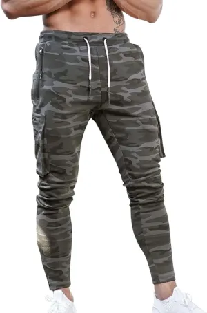 Mens Workout Cargo Sweatpants Trousers Work Wear Combat Fitness Drawstring Pockets Rope Loose Sweatpant 2023 Outdoor