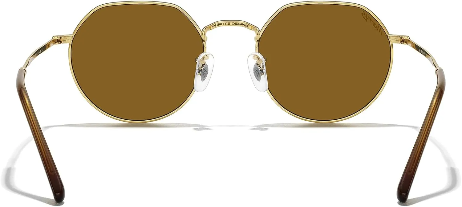 MERRY'S Round Polygon Metal Polarized Sunglasses for Women Men Retro Classic Vintage Shades S6565