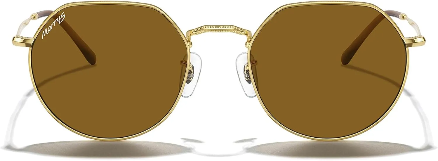 MERRY'S Round Polygon Metal Polarized Sunglasses for Women Men Retro Classic Vintage Shades S6565