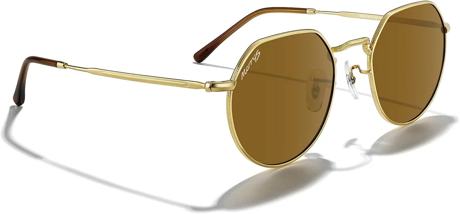 MERRY'S Round Polygon Metal Polarized Sunglasses for Women Men Retro Classic Vintage Shades S6565