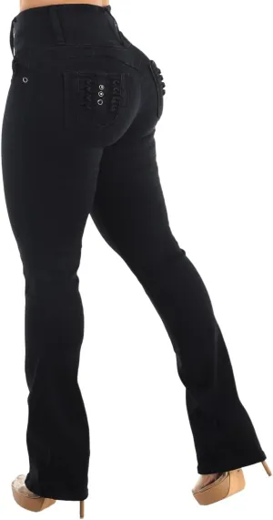 Moda Xpress Women's Butt Lifting High Waisted Bootcut Jeans - Stretchy, Comfortable Flare Jeans in Junior Size Vintage Style