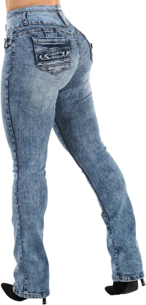 Moda Xpress Women's Butt Lifting High Waisted Bootcut Jeans - Stretchy, Comfortable Flare Jeans in Junior Size Vintage Style