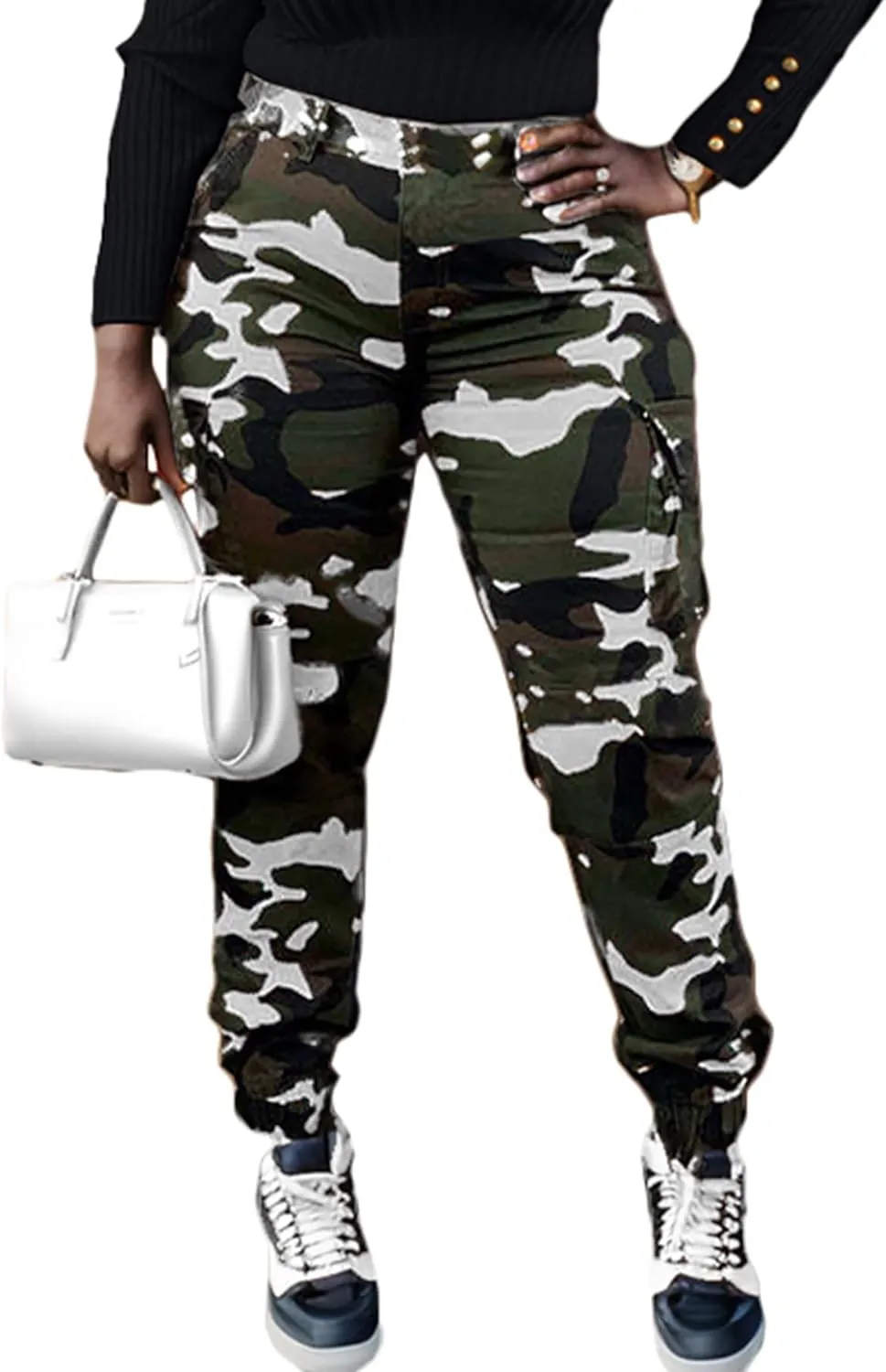 NRTHYE Women Camo Cargo Pants Camouflage Sweatpants Joggers Casual Army Fatigue Pants