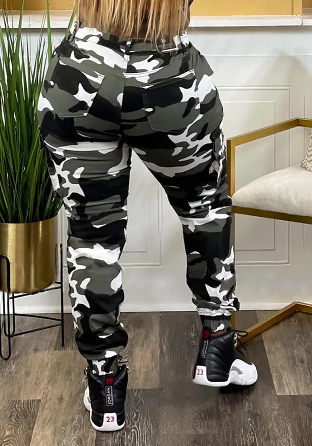 NRTHYE Women Camo Cargo Pants Camouflage Sweatpants Joggers Casual Army Fatigue Pants