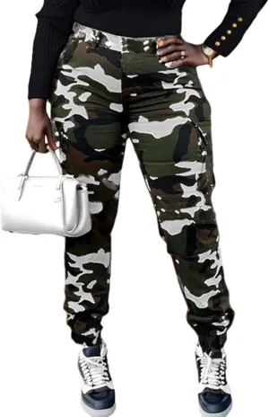 NRTHYE Women Camo Cargo Pants Camouflage Sweatpants Joggers Casual Army Fatigue Pants