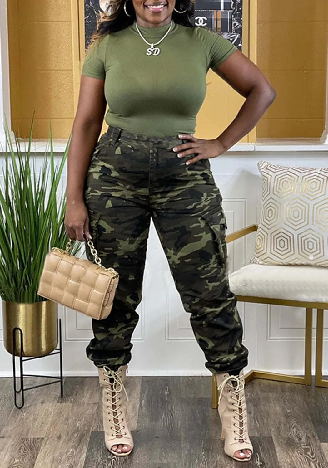 NRTHYE Women Camo Cargo Pants Camouflage Sweatpants Joggers Casual Army Fatigue Pants