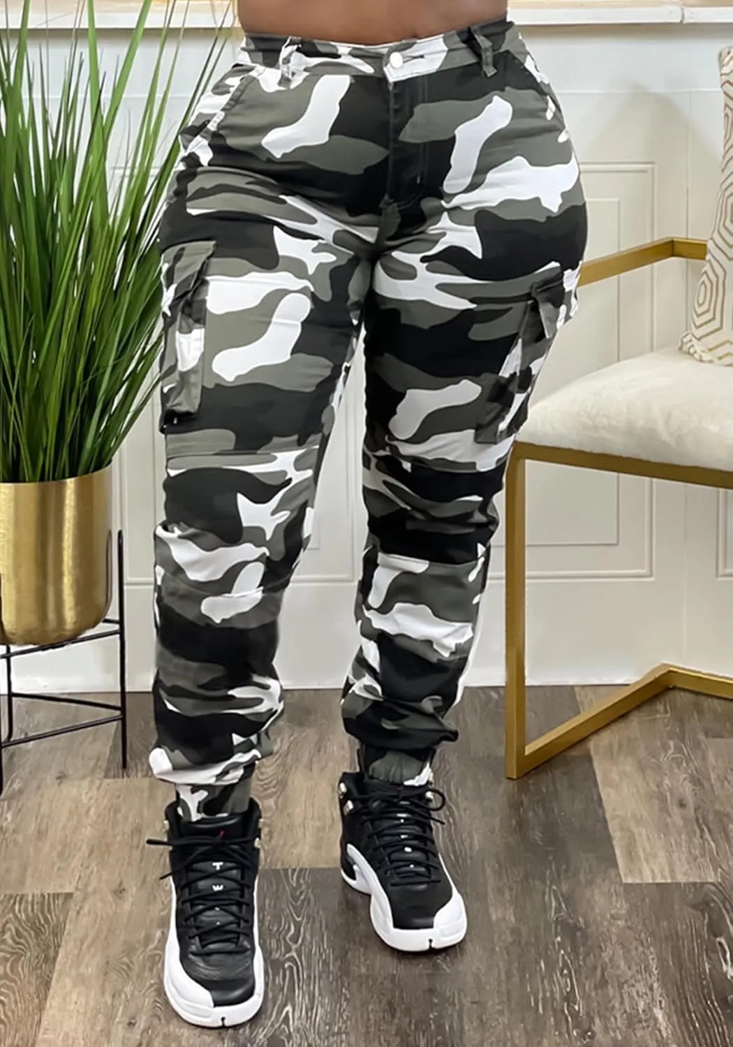 NRTHYE Women Camo Cargo Pants Camouflage Sweatpants Joggers Casual Army Fatigue Pants