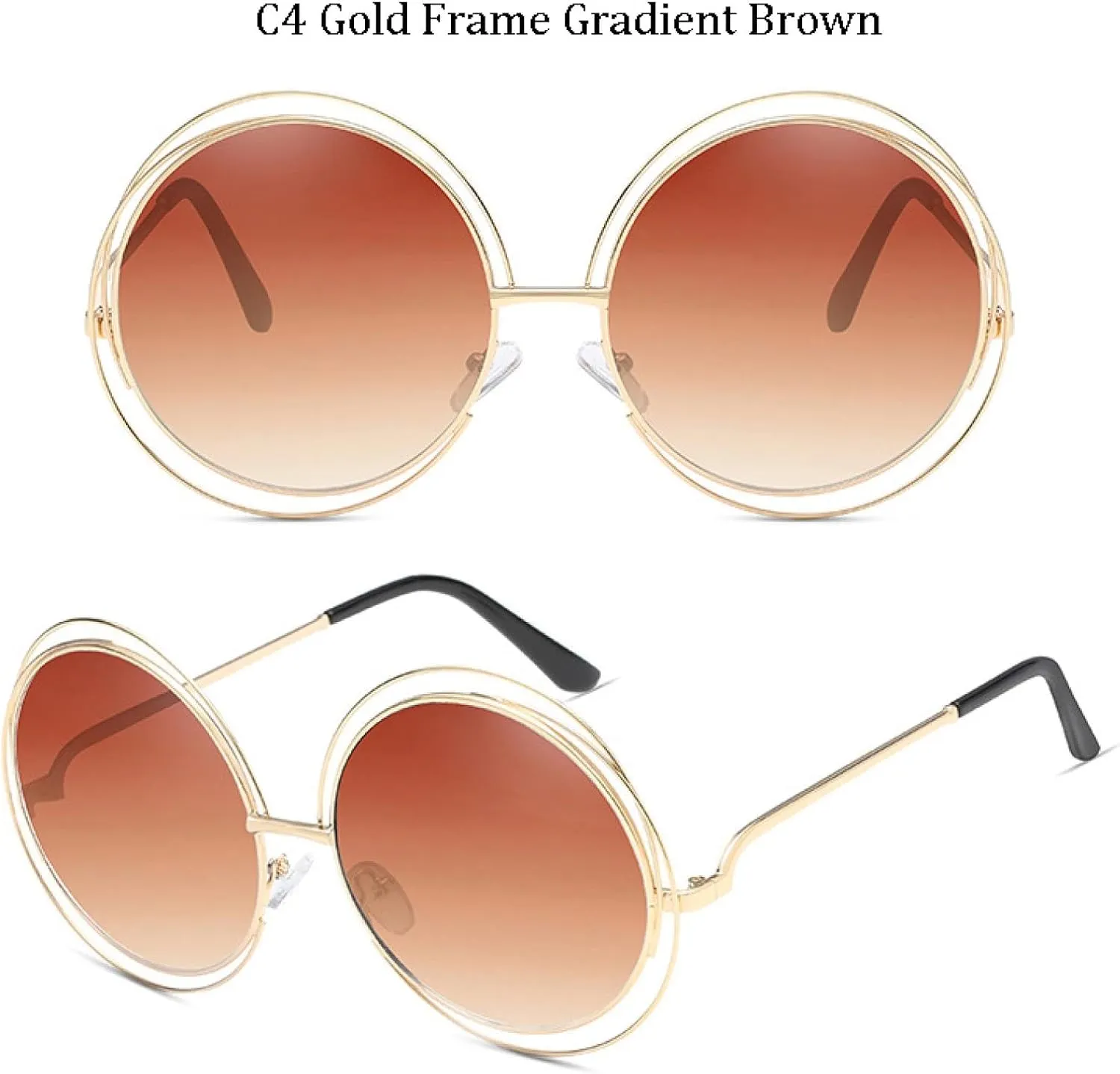 Oversize Round Sunglasses Women Fashion Quality Alloy Hollow Frame Sun Glasses Uv400