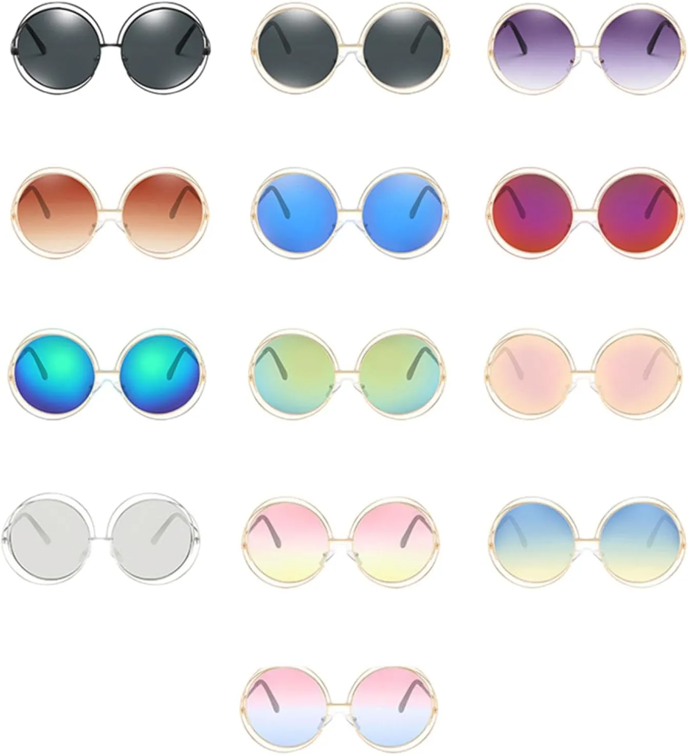 Oversize Round Sunglasses Women Fashion Quality Alloy Hollow Frame Sun Glasses Uv400