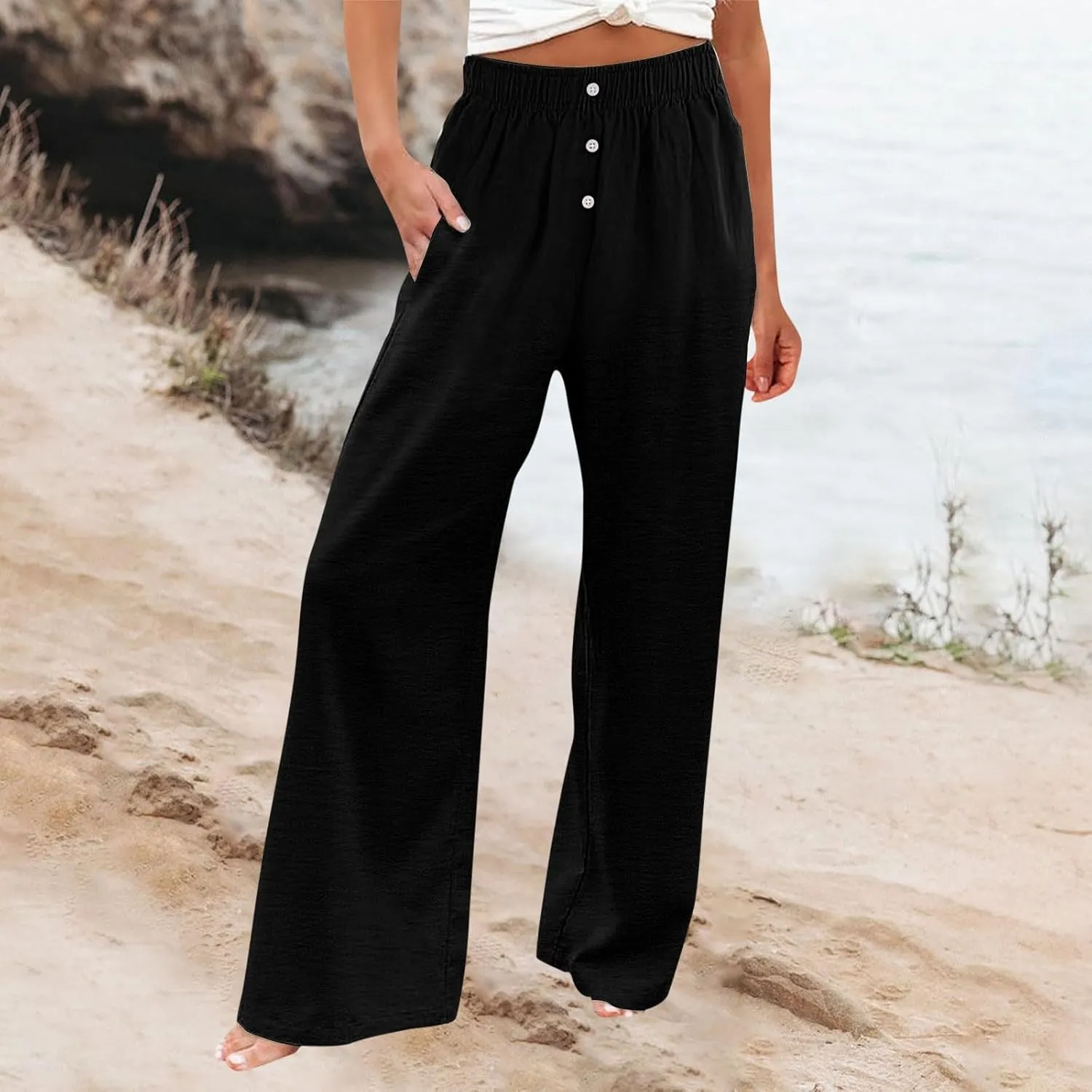 Pants for Women, Straight Leg Oversized High Waisted Pants Wide Casual Palazzo