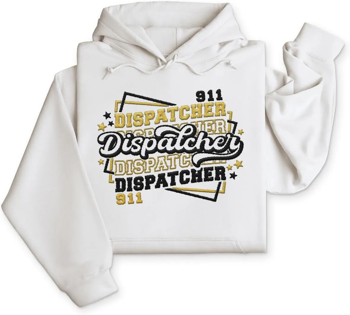 Personalized 911 Dispatcher Apparel, Thin Gold Line Embroidered Sweatshirt, Emergency 911 Hoodie Gift Dispatch Nurse Shirt