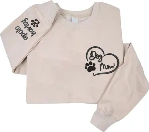 Personalized Dog Mom Embroidered Sweatshirts, Custom Dog Mom Embroidered Shirt, Dog Mom Gift