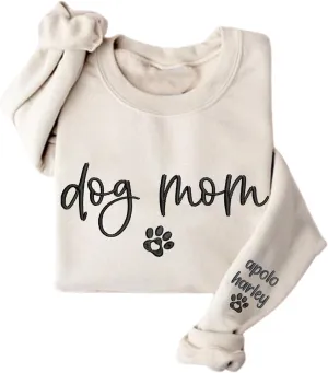 Personalized Dog Mom Embroidered Sweatshirts, Custom Dog Mom Embroidered Shirt, Dog Mom Gift