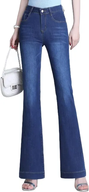 PICKLOCOR High Waist Flared Jeans Women's Slim fit Large Size Stretch Bell Bottom Denim Pants