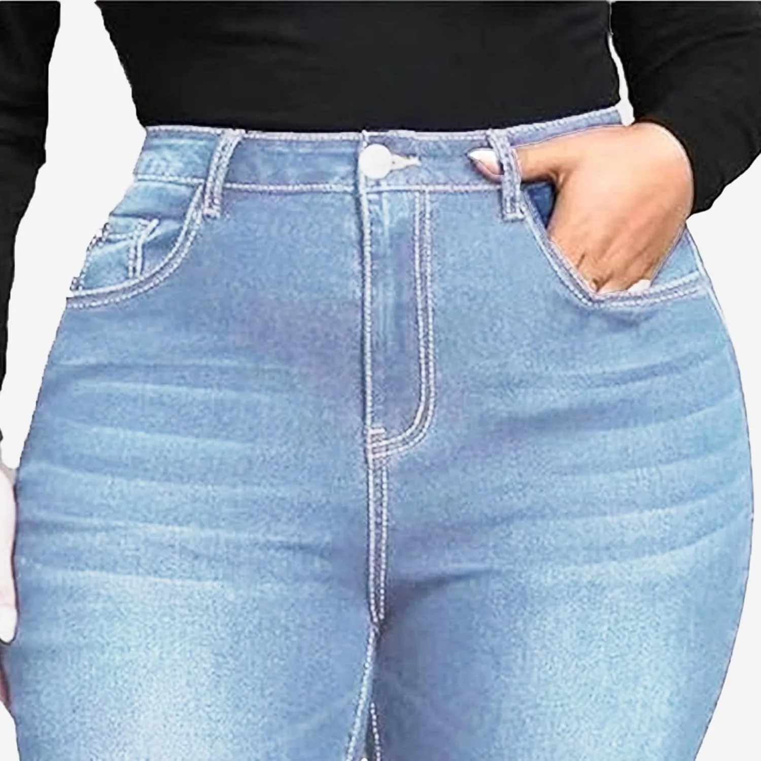 Plus Size Flared Jeans for Curvy Women High Waisted Stretchy Boot Cut Trendy Denim Jeans