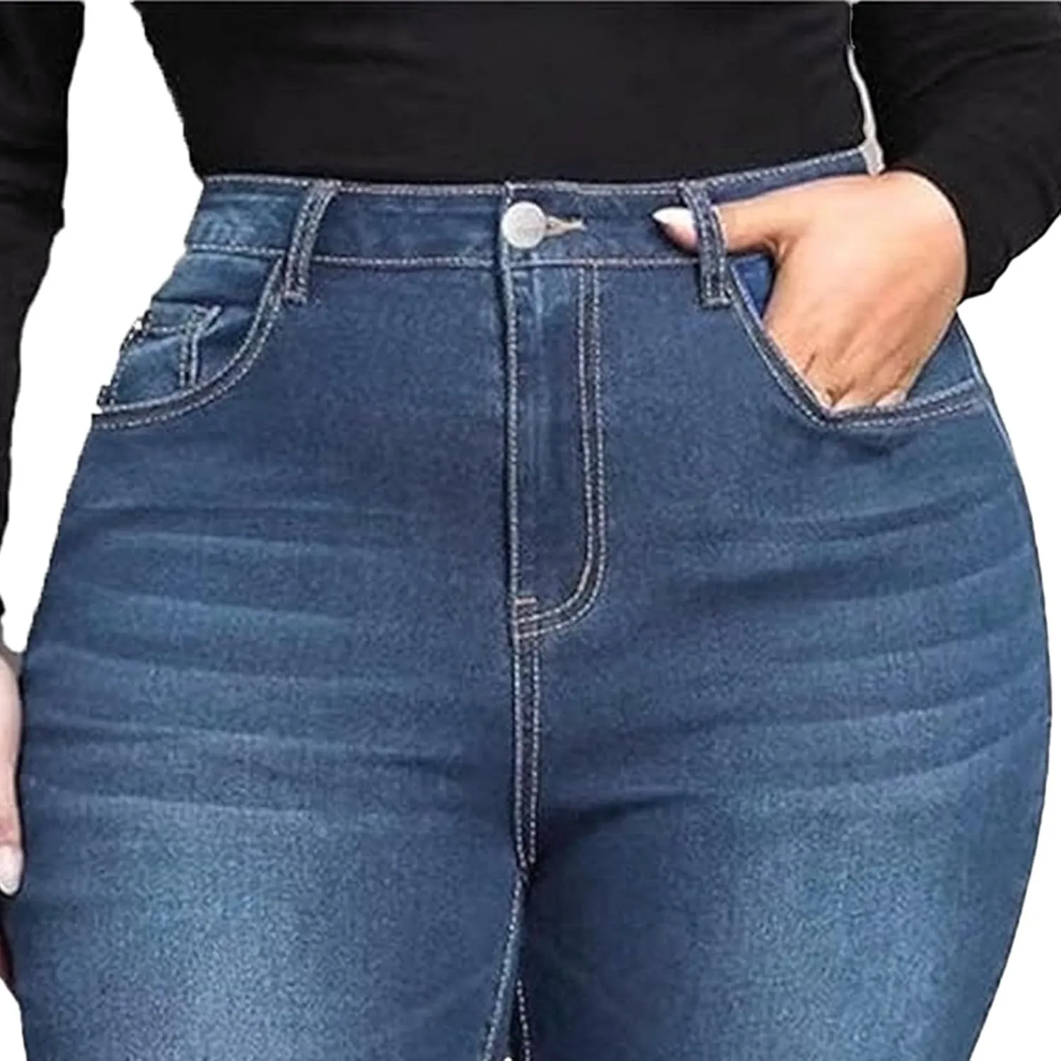 Plus Size Flared Jeans for Curvy Women High Waisted Stretchy Boot Cut Trendy Denim Jeans