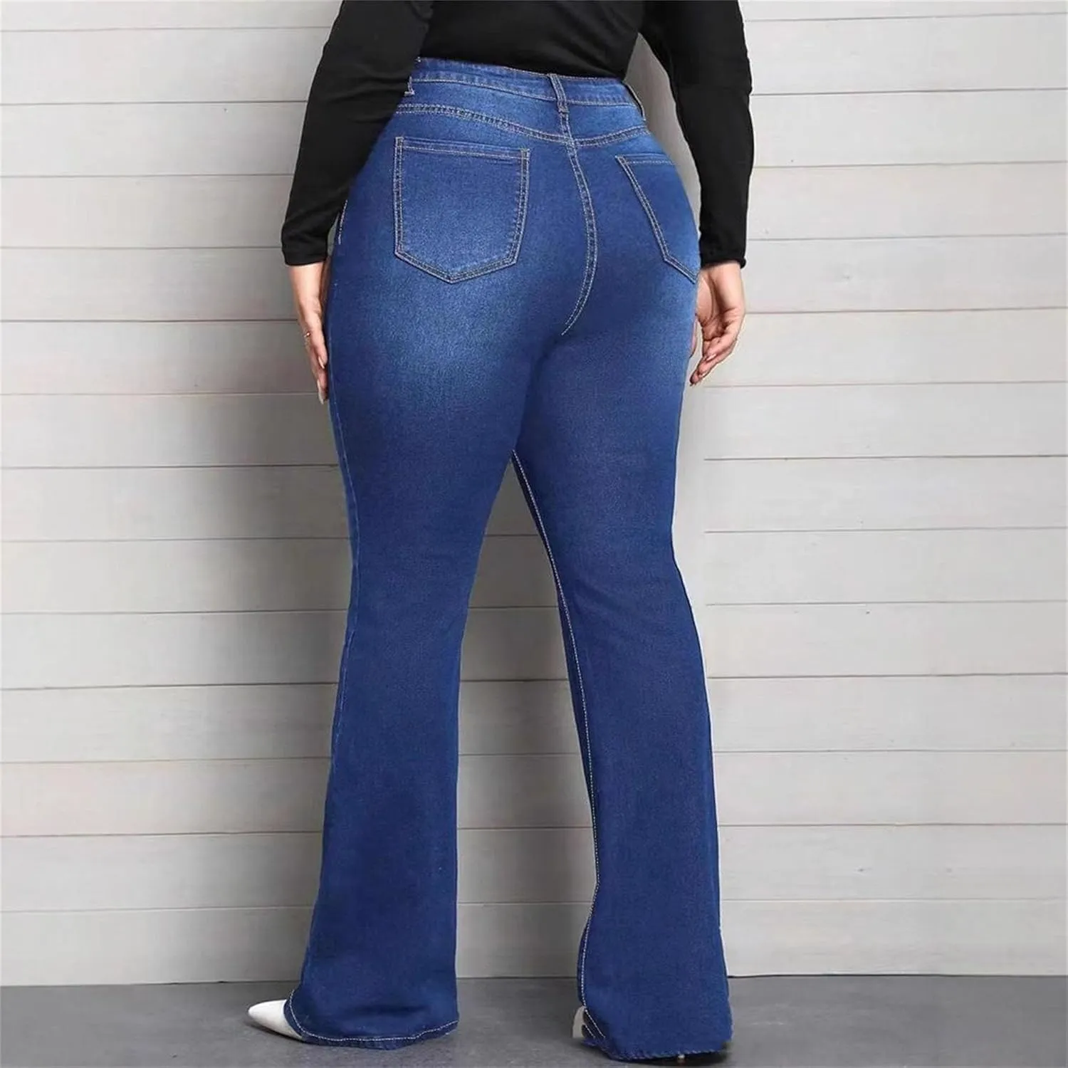 Plus Size Flared Jeans for Curvy Women High Waisted Stretchy Boot Cut Trendy Denim Jeans