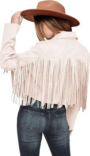 PRETTYGARDEN Women's Fringe Faux Suede Leather Jackets 2025 Fashion Tassel Motorcycle Cropped Coats