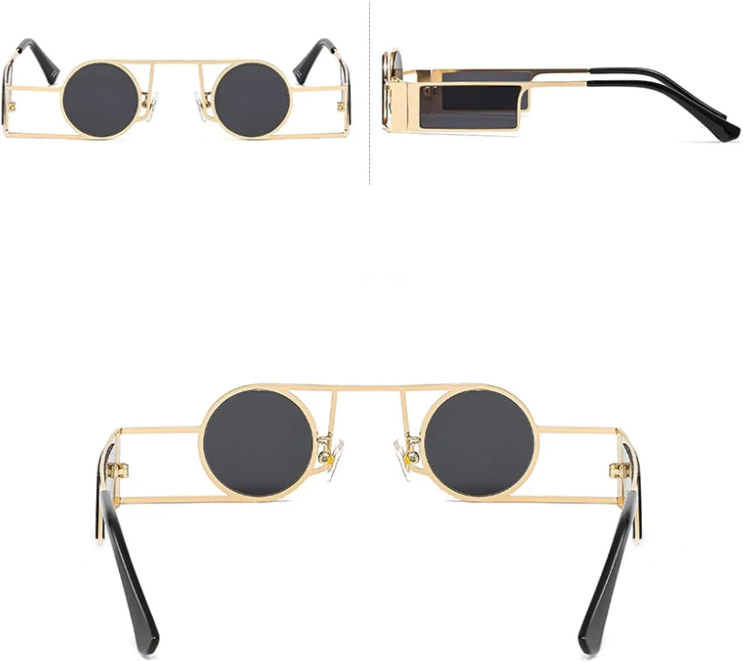 Punk Men Round Sunglasses Vintage Women Retro Round Unique Metal Steampunk Uv400
