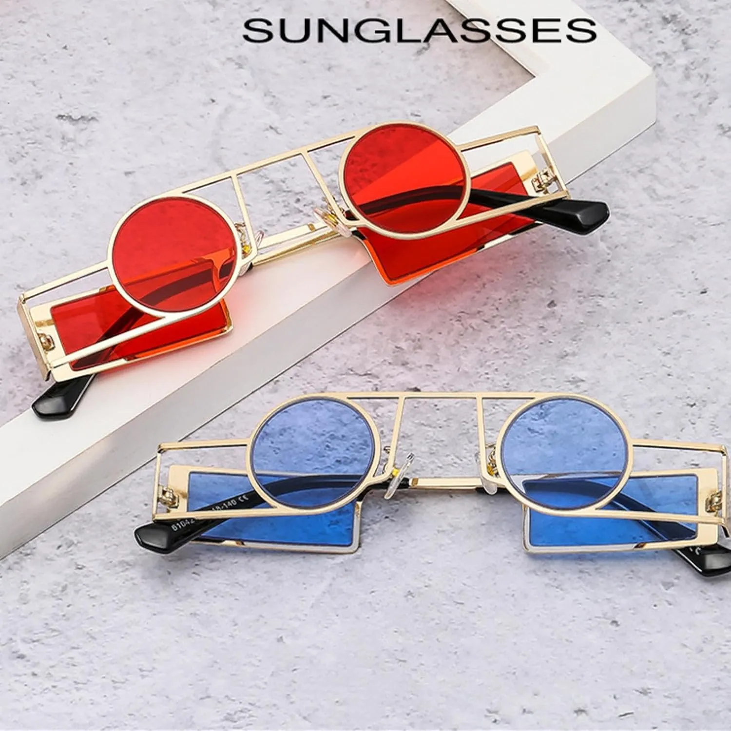 Punk Men Round Sunglasses Vintage Women Retro Round Unique Metal Steampunk Uv400