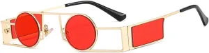 Punk Men Round Sunglasses Vintage Women Retro Round Unique Metal Steampunk Uv400