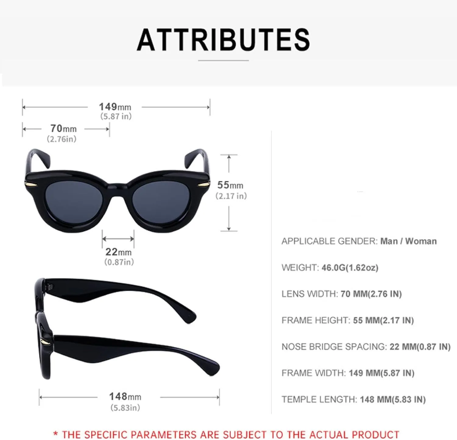 Round Sunglasses Men Women Luxury Fashion Cat Eye Glasses for Female Vintage Big Frame Shades