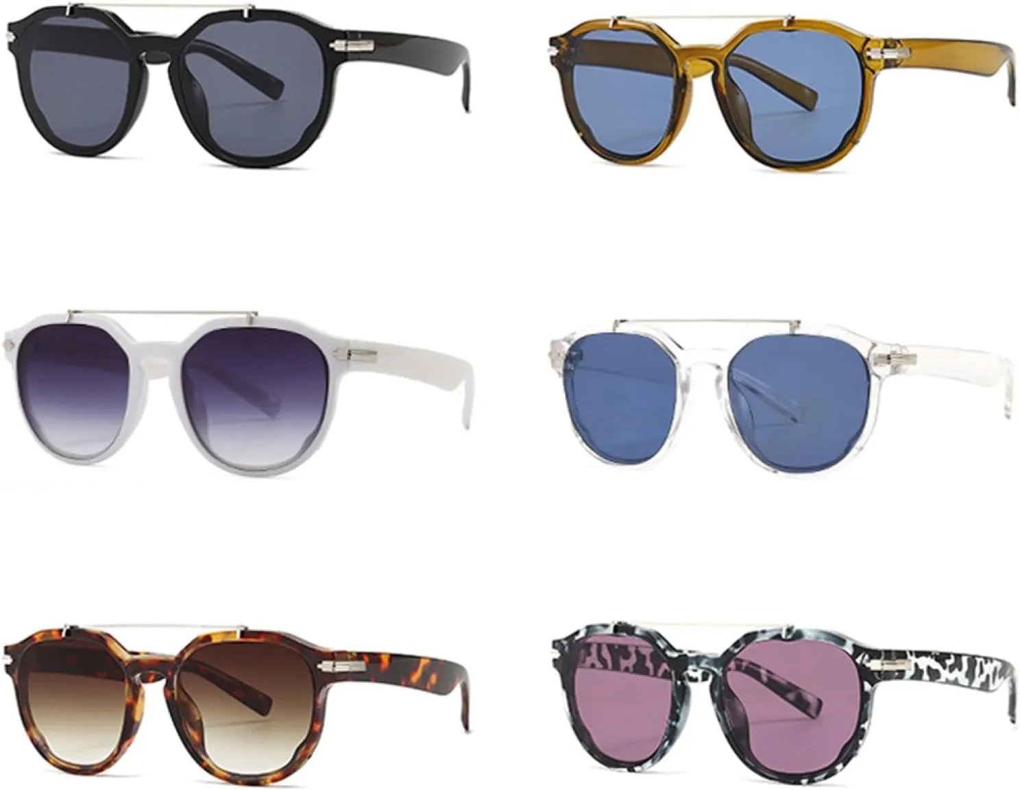 Round Sunglasses Uv400 Female Blue Retro Sun Glasses for Women