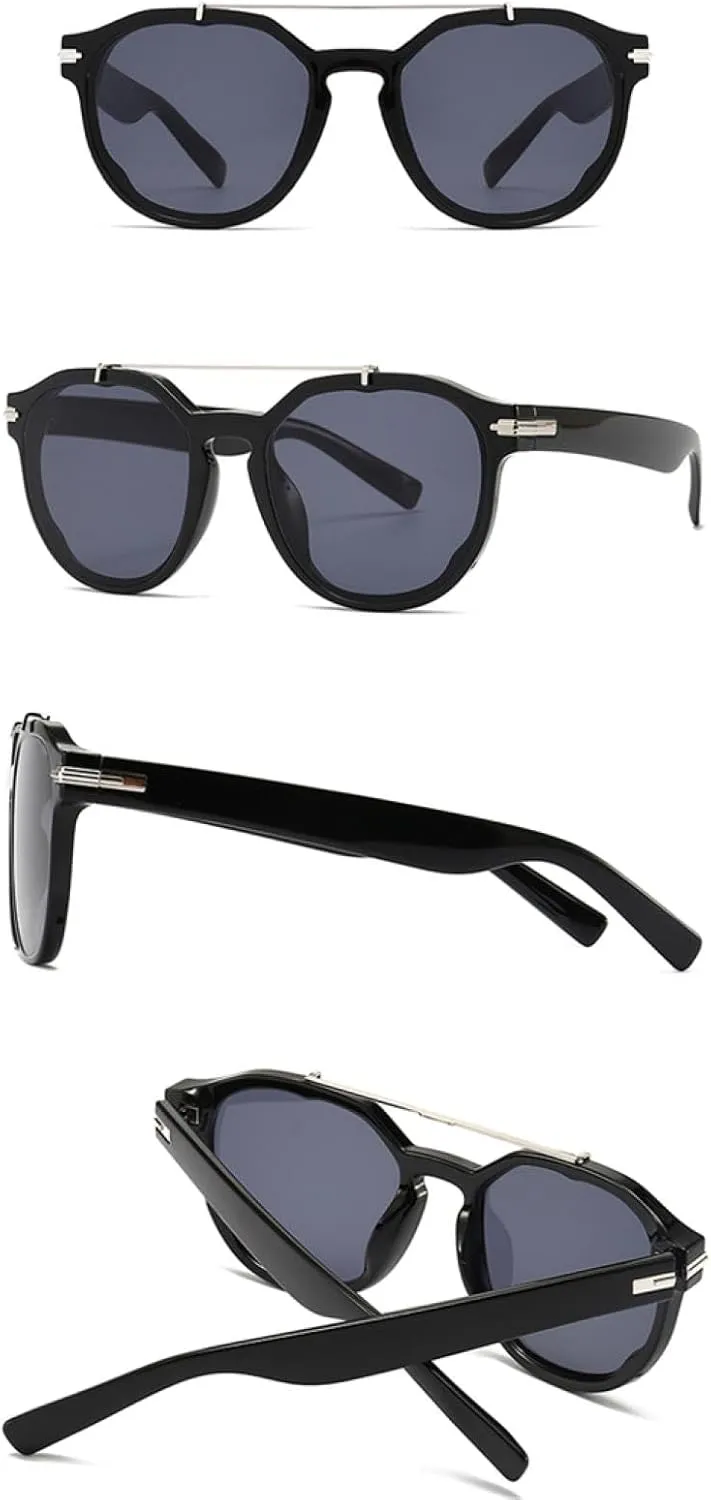 Round Sunglasses Uv400 Female Blue Retro Sun Glasses for Women