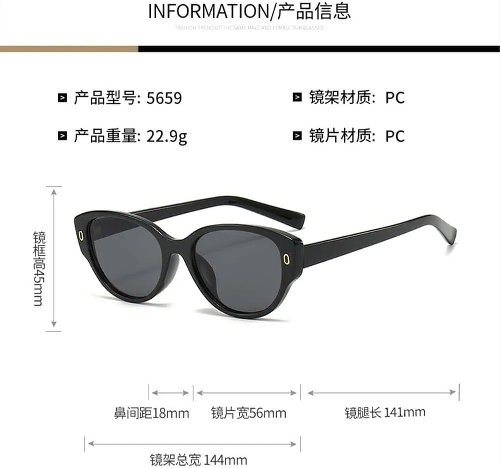 Round Sunglasses Women Men Cat Eye Vintage Ellipse Sun Glasses for Male Shades Female Eyewear