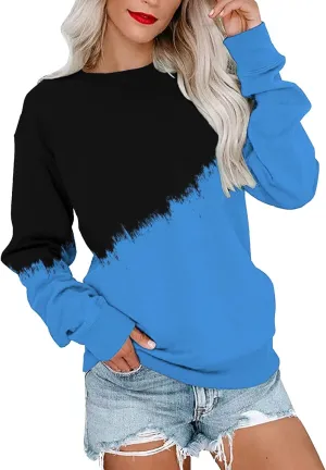 SHAOBGE Womens Fall Crewneck Sweatshirt Light Weight Casual Long Sleeve Oversized Sweatshirt Cute Pullover Fit Hoodies Tops